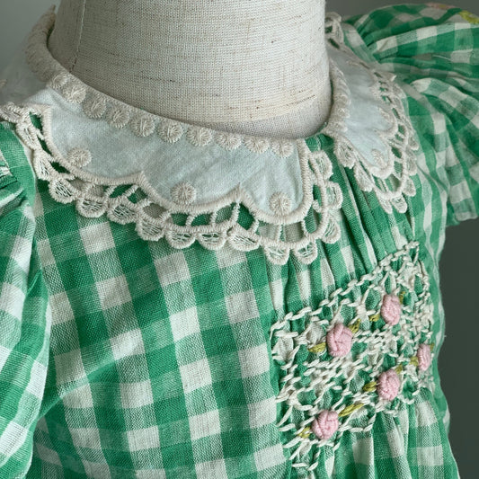 Tilia Top on mannequin, baby girl cotton top , close up, collar and embroidery detail - Willowby, sizes 6–18 months