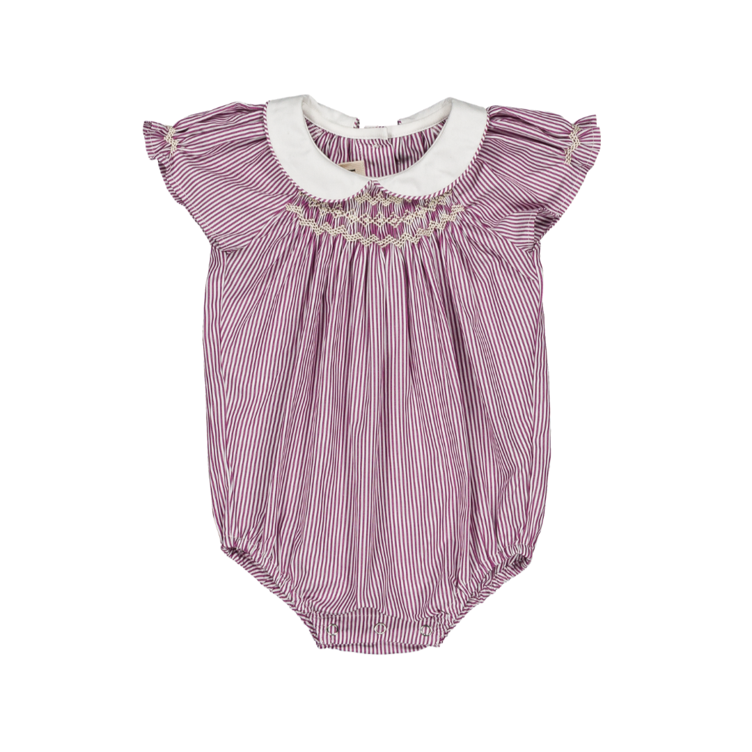 Bilbao Romper flat lay, baby girl striped romper in cotton — Willowby, sizes 6–18 months