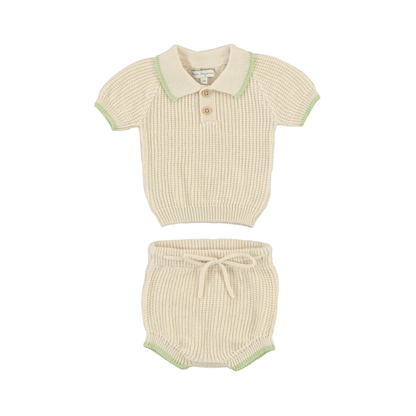 Oliver Baby Set flat lay, organic cotton baby boy top and shorts set — Willowby, sizes 6–18 months