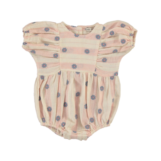 Elwen Romper flat lay, baby girl cotton bubble romper — Willowby, sizes 6–18 months