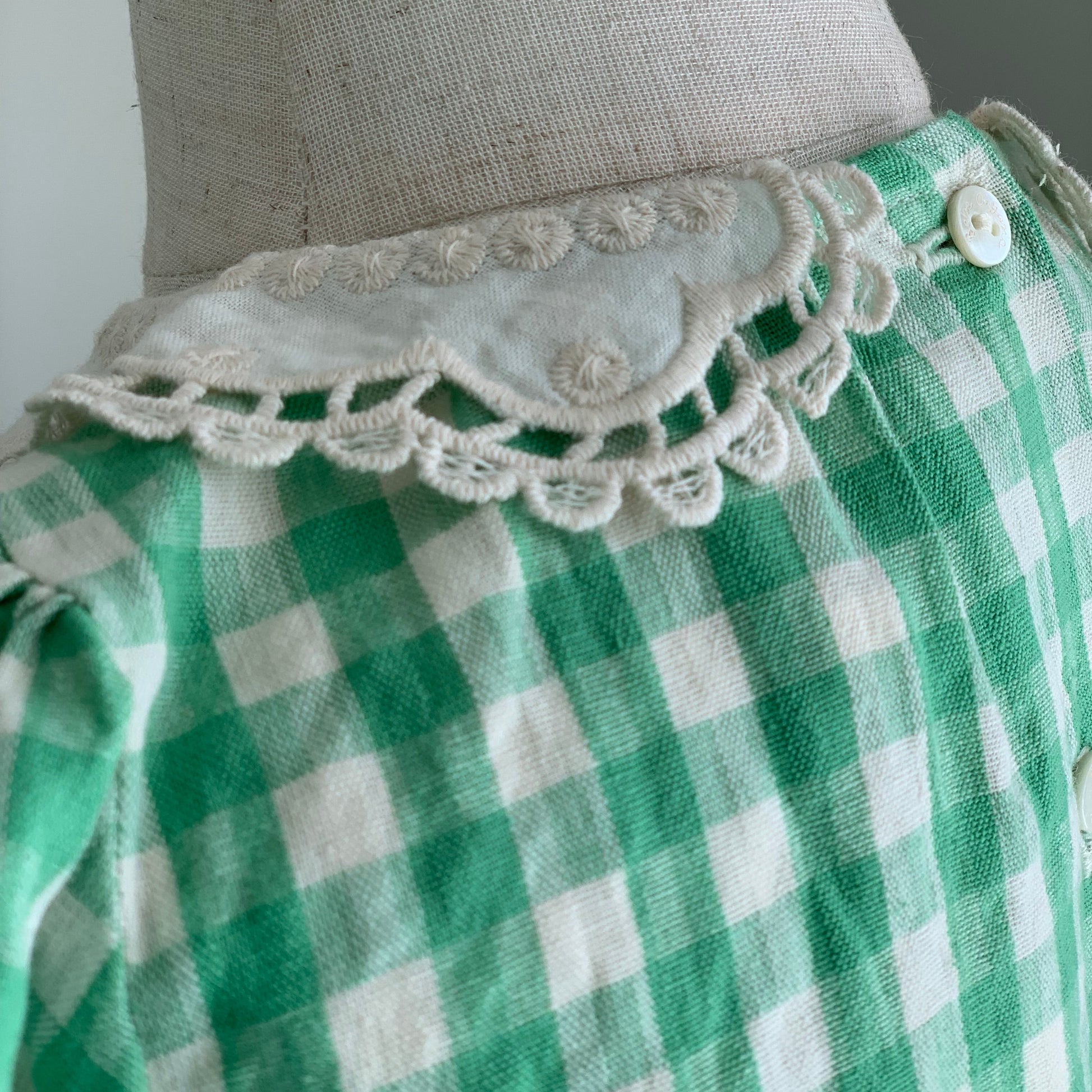 Tilia Top on mannequin, baby girl cotton top , close up, collar detail view  - Willowby, sizes 6–18 months