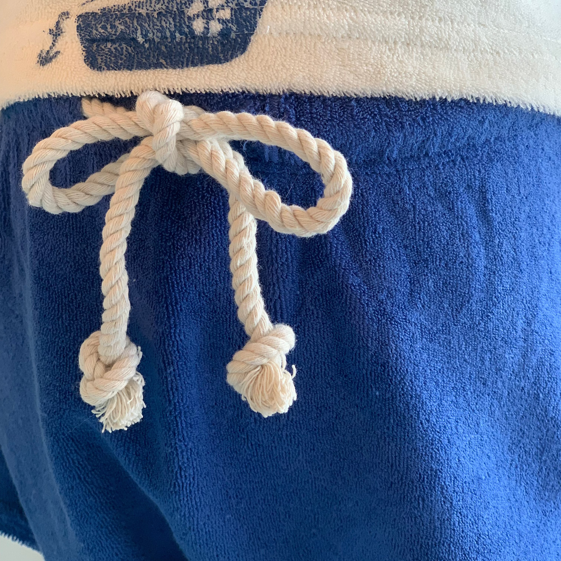Terry Short, close up, baby boy blue organic cotton terry shorts — Willowby, sizes 6–18 months