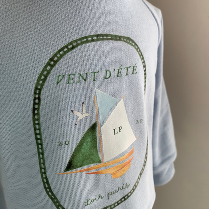 Pale Blue Crew neck sweater, baby boy cotton crewneck  — Willowby, sizes 6–18 months